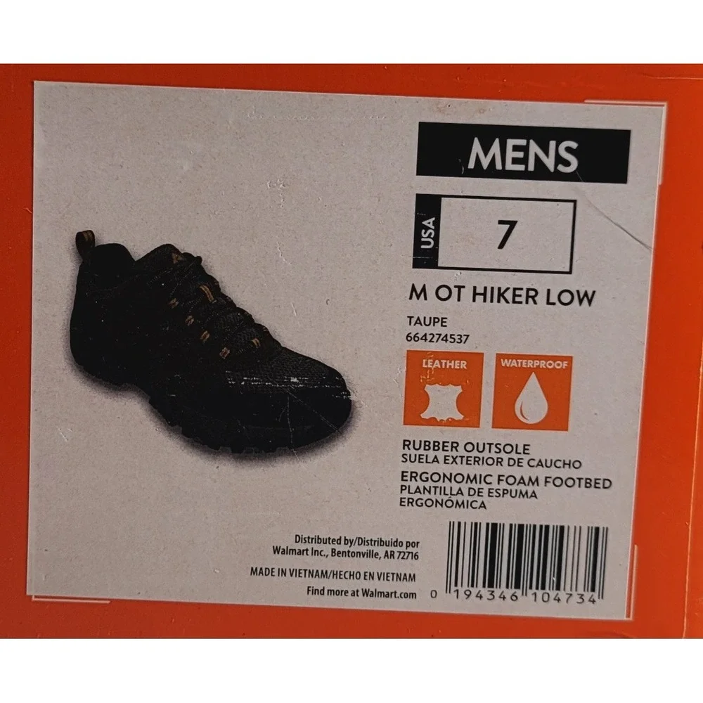 Ozark Trail Taupe Waterproof Lightweight Hiking Shoes Men's Size 7 NEW IN‎ BOX